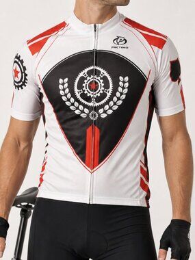 PRIMAL Short Sleeve Full Zip Cycling Jersey Shirt White Large
